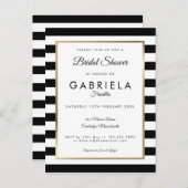 Elegant Black Stripe Gold Vrijgezellenfeest Uitnodiging Briefkaart (Voorkant / Achterkant)