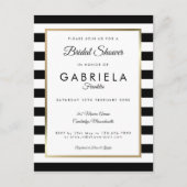 Elegant Black Stripe Gold Vrijgezellenfeest Uitnodiging Briefkaart (Voorkant)