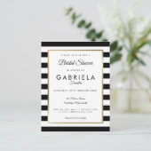 Elegant Black Stripe Gold Vrijgezellenfeest Uitnodiging Briefkaart (Staand voorkant)