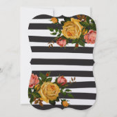 Elegant Black Stripe Heirloom Rozen Weddenschap Kaart (Achterkant)