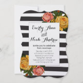 Elegant Black Stripe Heirloom Rozen Weddenschap Kaart (Voorkant)
