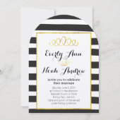 Elegant Black Stripe met Gold Elements Wedding Kaart (Voorkant)