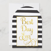 Elegant Black Stripe met Gold Elements Wedding Kaart (Achterkant)