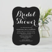 Elegant Black Stripes Bridal Shower Invitation Kaart (Staand voorkant)