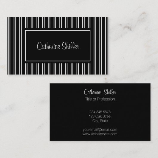 Elegant Black Stripes Visitekaartje (Voorkant / Achterkant)