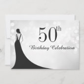 Elegant Black Stropdas 50th Birthday Invitation Kaart (Voorkant)