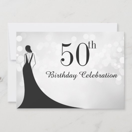 Elegant Black Stropdas 50th Birthday Invitation Kaart (Voorkant)