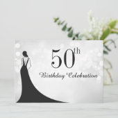 Elegant Black Stropdas 50th Birthday Invitation Kaart (Staand voorkant)