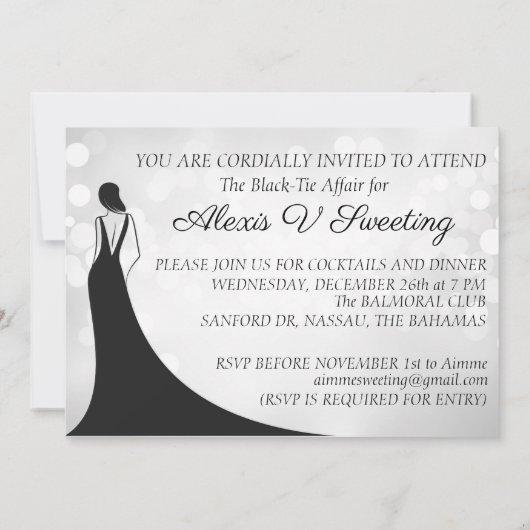 Elegant Black Stropdas 50th Birthday Invitation Kaart (Achterkant)