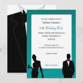 Elegant Black Stropdas Birthday Party Black Invita Kaart (Voorkant / Achterkant)