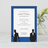 Elegant Black Stropdas Birthday Party Black Invita Kaart (Staand voorkant)