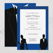 Elegant Black Stropdas Birthday Party Black Invita Kaart (Voorkant / Achterkant)