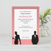 Elegant Black Stropdas Birthday Party Black Invita Kaart (Staand voorkant)