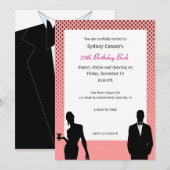 Elegant Black Stropdas Birthday Party Black Invita Kaart (Voorkant / Achterkant)