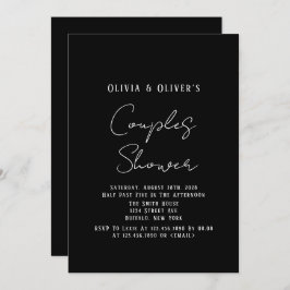 Elegant Black Stropdas Couples Shower Invitation Kaart