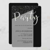 Elegant Black Stropdas | Uitnodiging van Glitter K (Voorkant / Achterkant)