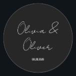 Elegant Black Stropdas Wedding Ronde Sticker<br><div class="desc">Je zult van dit zwarte stropdas trouwontwerp houden met witte kalligrafie. Pas uitnodigingen en producten aan om aan te passen.</div>