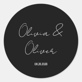 Elegant Black Stropdas Wedding Ronde Sticker