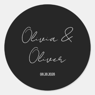 Elegant Black Stropdas Wedding Ronde Sticker