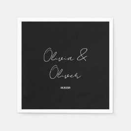 Elegant Black Stropdas Wedding Servet