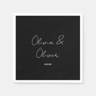 Elegant Black Stropdas Wedding Servet