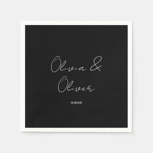 Elegant Black Stropdas Wedding Servet (Voorkant)