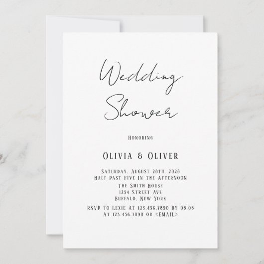 Elegant Black Stropdas Wedding Shower Uitnodiging (Voorkant)