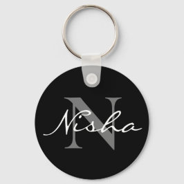 Elegant Black Stylish Monogram Sleutelhanger