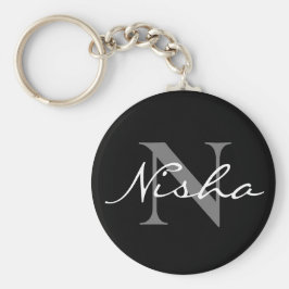 Elegant Black Stylish Monogram Sleutelhanger