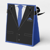 Elegant Black Suit & Blue Necktie - Jouw naam toev Bedankdoosjes (Achterkant)