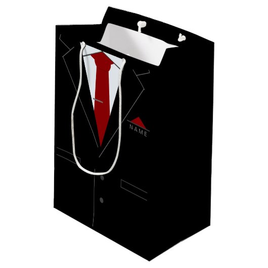 Elegant Black Suit & Red Necktie - Jouw naam toevo Medium Cadeauzakje