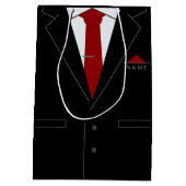 Elegant Black Suit & Red Necktie - Jouw naam toevo Medium Cadeauzakje (Achterkant)