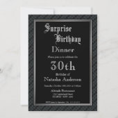 Elegant Black Surprise 30th Birthday Dinner Kaart (Voorkant)