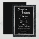 Elegant Black Surprise 30th Birthday Dinner Kaart (Voorkant / Achterkant)