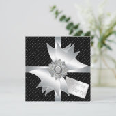 Elegant Black Surprise verjaardagsfeestje Kaart (Staand voorkant)