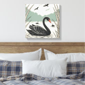 Elegant Black Swan Canvas Afdruk (Insitu (Slaapkamer))