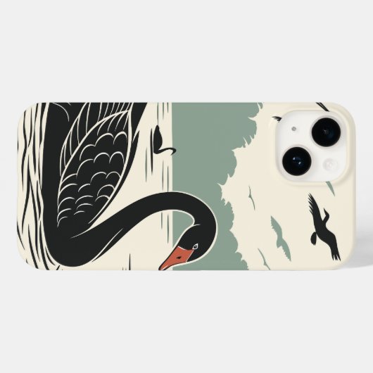 Elegant Black Swan Case-Mate iPhone Case (Achterkant (horizontaal))