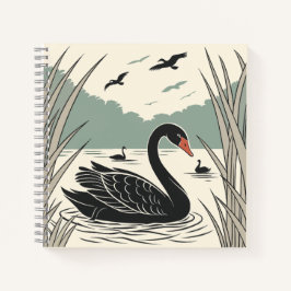 Elegant Black Swan Notitieboek