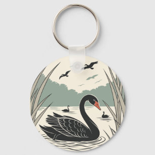 Elegant Black Swan Sleutelhanger