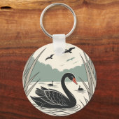 Elegant Black Swan Sleutelhanger (Voorkant)