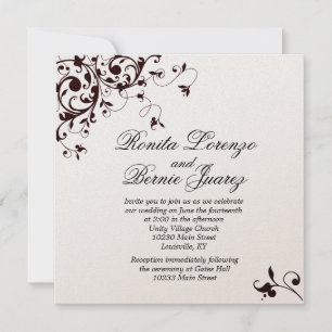 Elegant Black Swirl - Metallic champagne paper Kaart