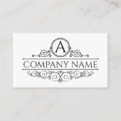 Elegant Black Swirl Monogram Lijst Visitekaartje (Voorkant)