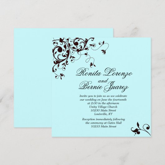 Elegant Black Swirl - zeevaartgroen Kaart (Voorkant / Achterkant)