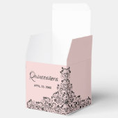 Elegant Black Swirls op Blush Pink Quinceañera Bedankdoosjes (Geopend)
