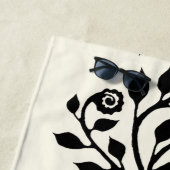 Elegant Black Swirly Ornament Floral Boho Strandlaken (In situ)