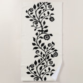 Elegant Black Swirly Ornament  Floral Boho Strandlaken (Voorkant)