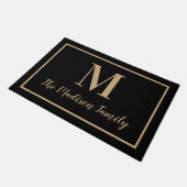 Elegant Black Tan Custom Monogram Initiaal Deurmat (Schuin)
