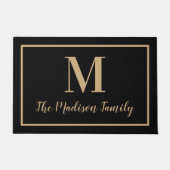 Elegant Black Tan Custom Monogram Initiaal Deurmat (Voorkant)