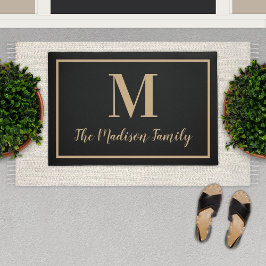 Elegant Black Tan Custom Monogram Initiaal Deurmat