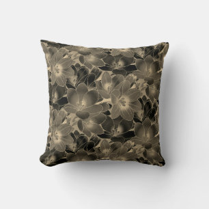 Elegant Black & Tan Floral Pattern Kussen